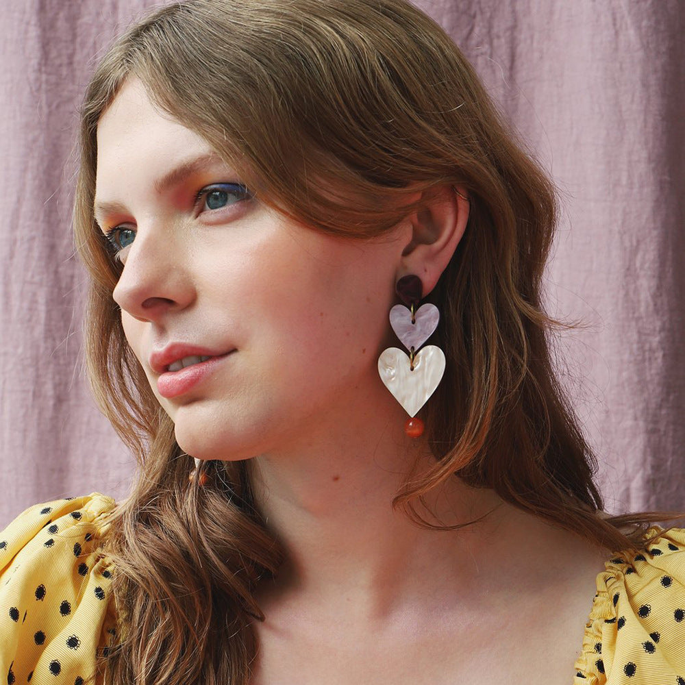 Vintage Acrylic Heart Earrings