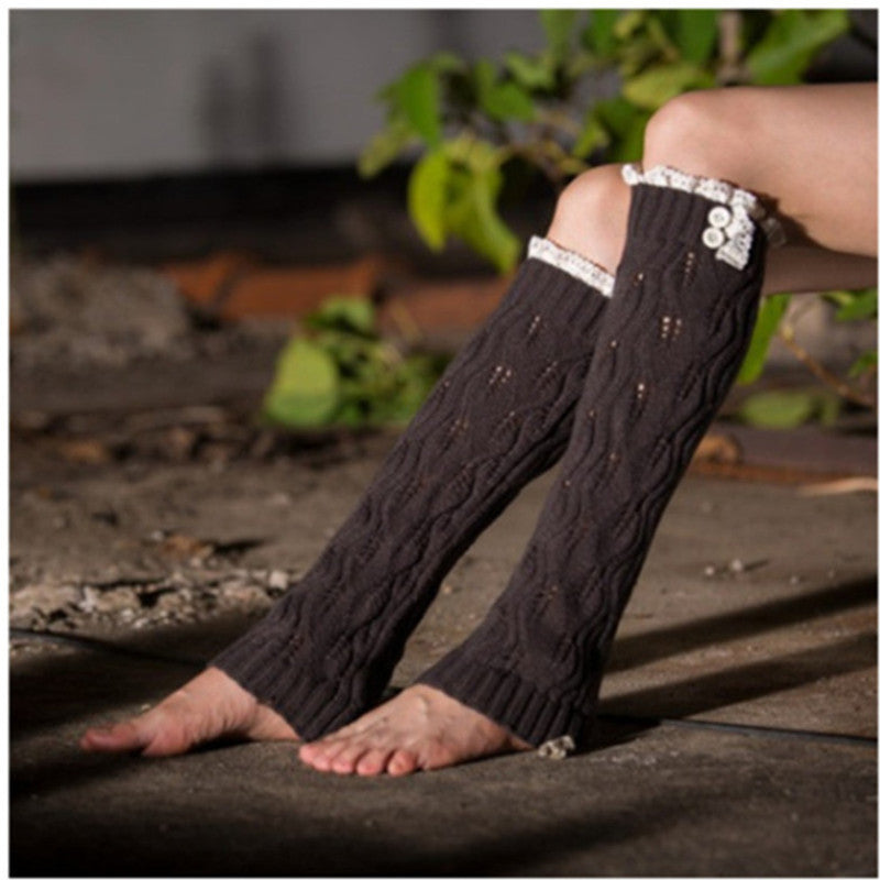 Lace Button Leggings Socks