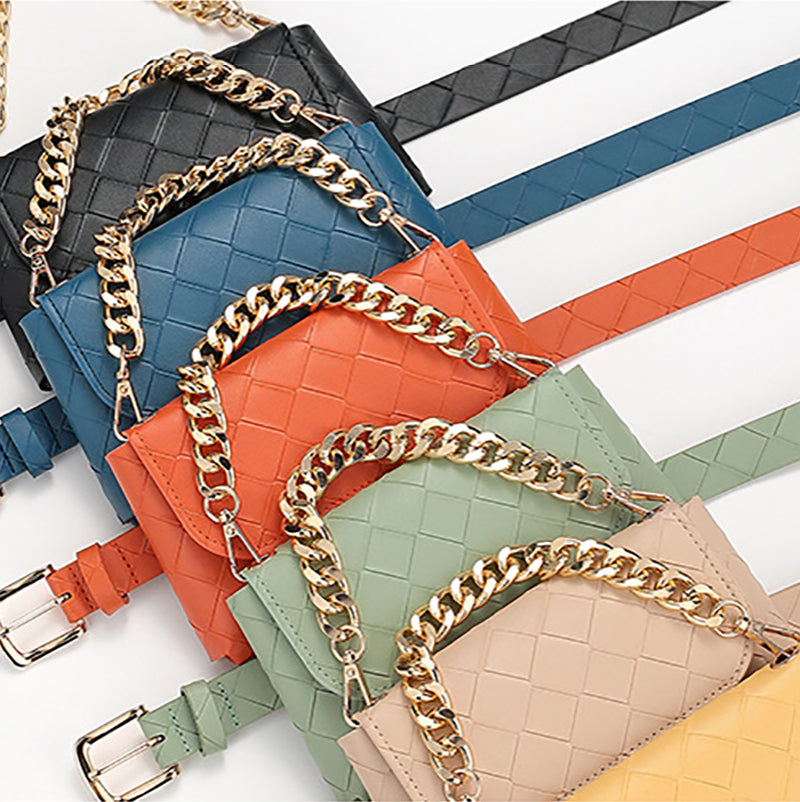 Fashion Chain Check Quilted Belt Bag With Belt