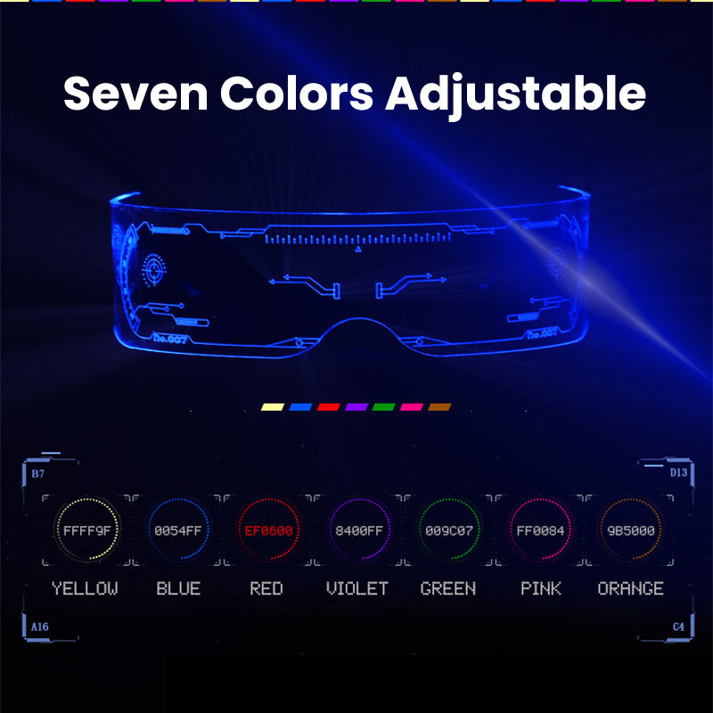 Fashion Trend Cyberpunk LED Lights Colorful Dazzling Glasses