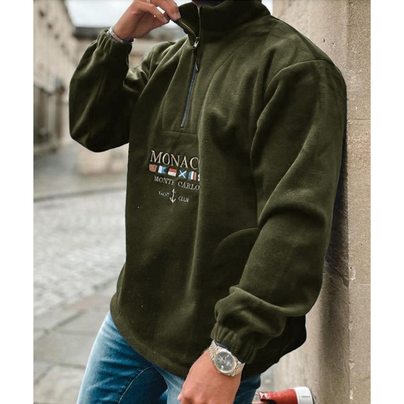 Casual Letter Embroidery Men Sweater