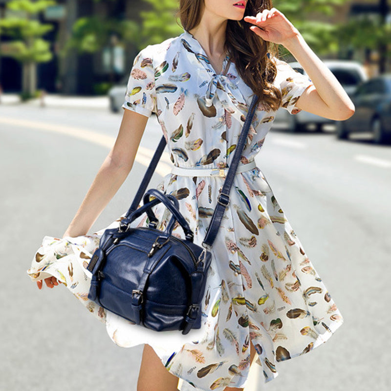 Crocodile Pattern Boston Pillow Bag Handbag For Travel and Daily