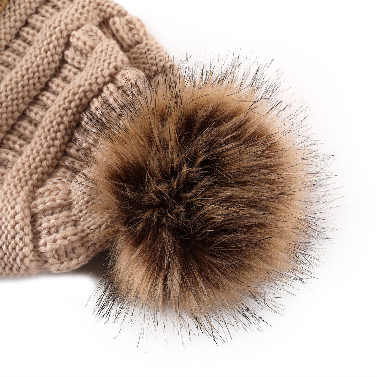 Leopard-print Curled Knitted Pile Hat with Hairball