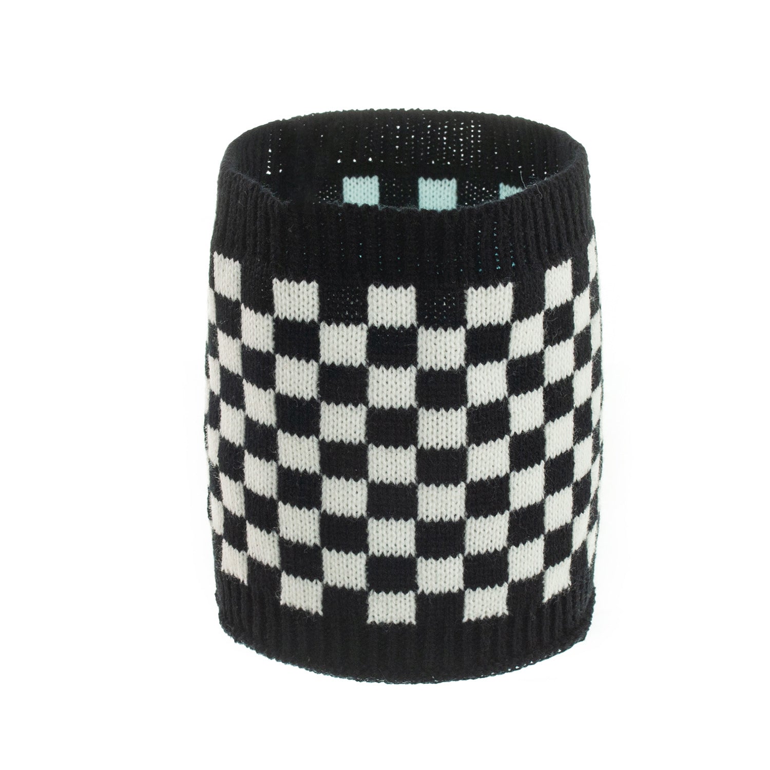 2PCS Parent-child Plaid Knitted Hat Scarf Set