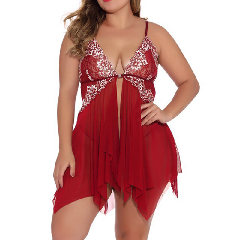 Sexy Lace V-Neck Front Closure Nightdress