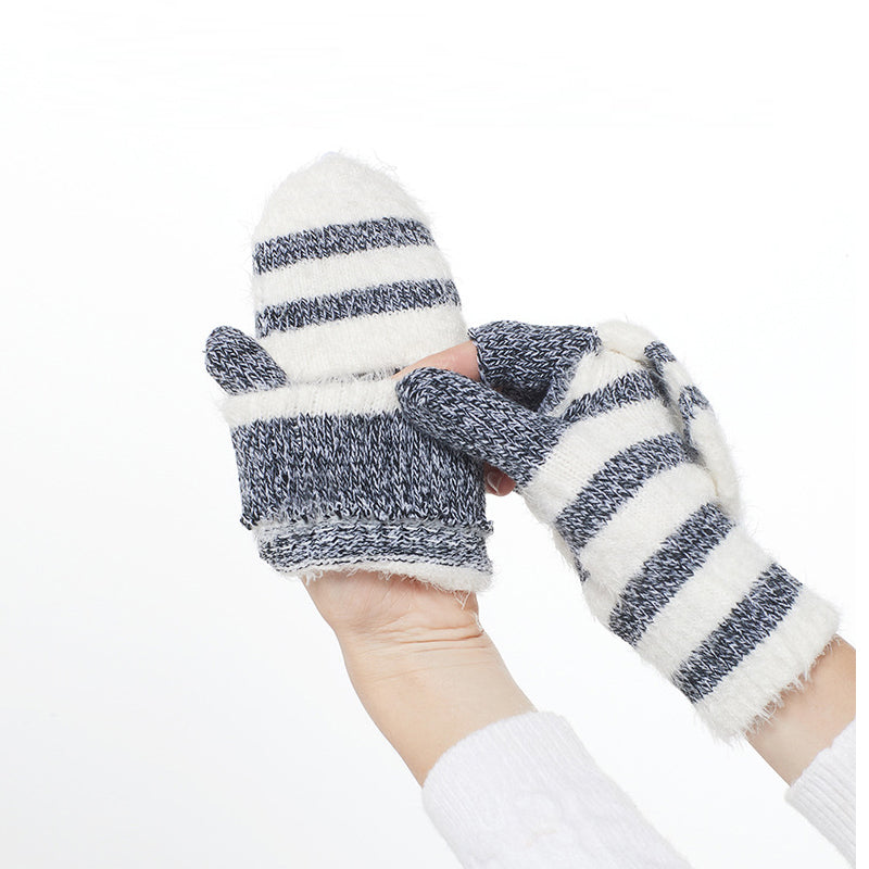 Knit Clamshell Half Finger Warm Gloves