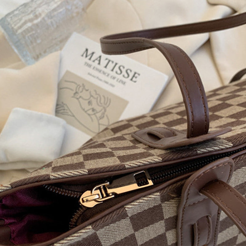 Casual Check Handbag Shoulder Bag Extra Large For Work and Daily