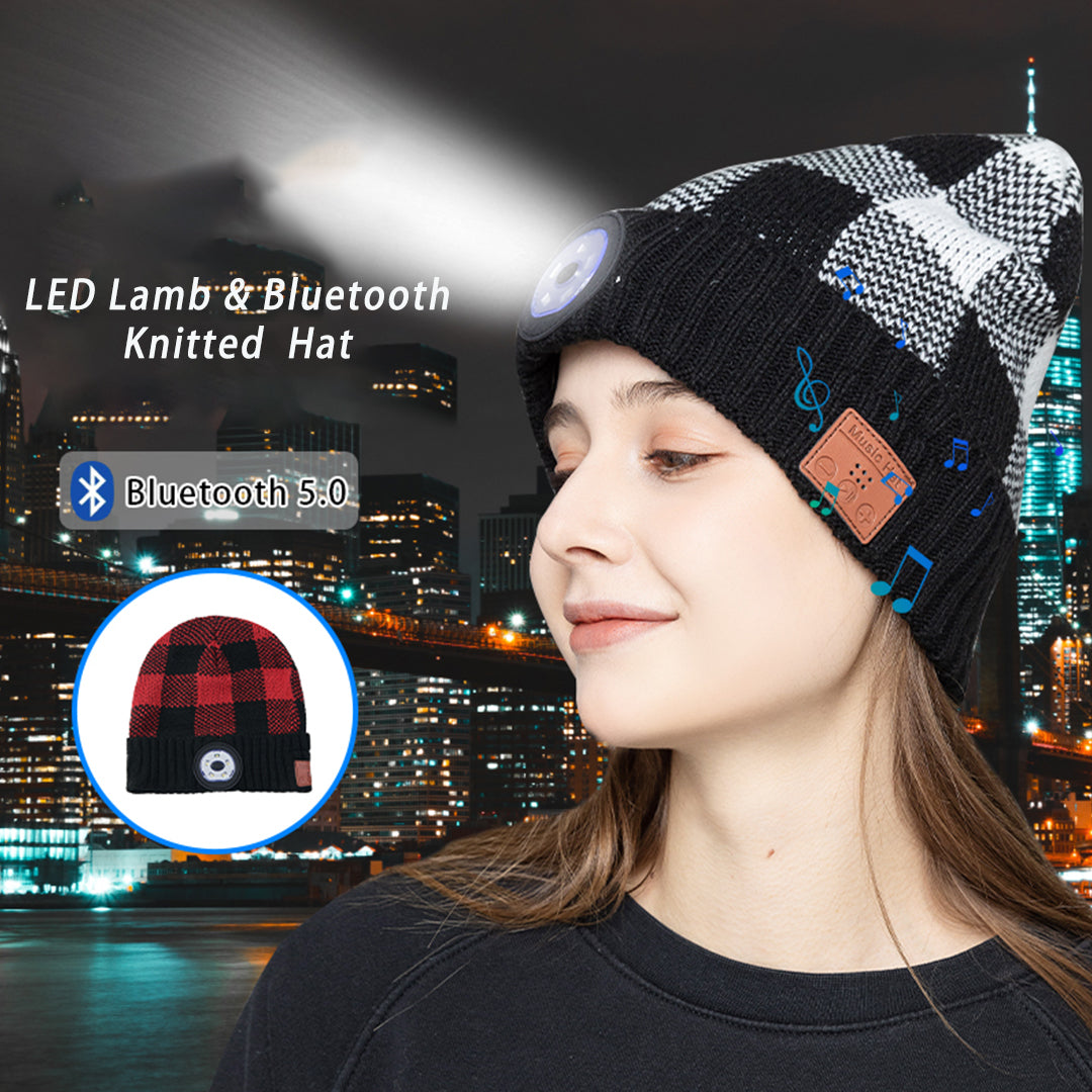 LED Lamp Knitted Hat Bluetooth 5.0 Wireless Headset Hat