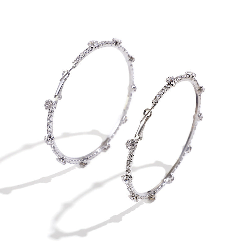 Minimalist Circle Metal Rhinestone Earrings