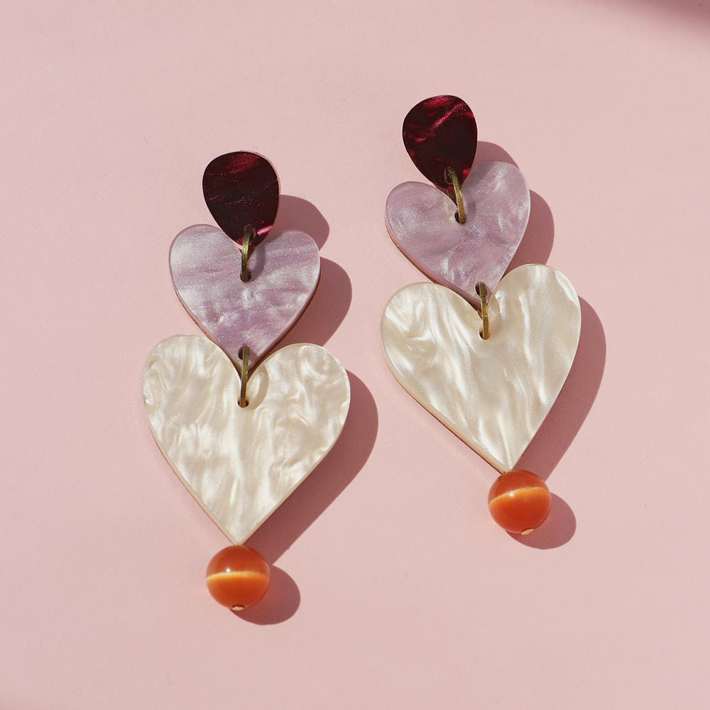 Vintage Acrylic Heart Earrings