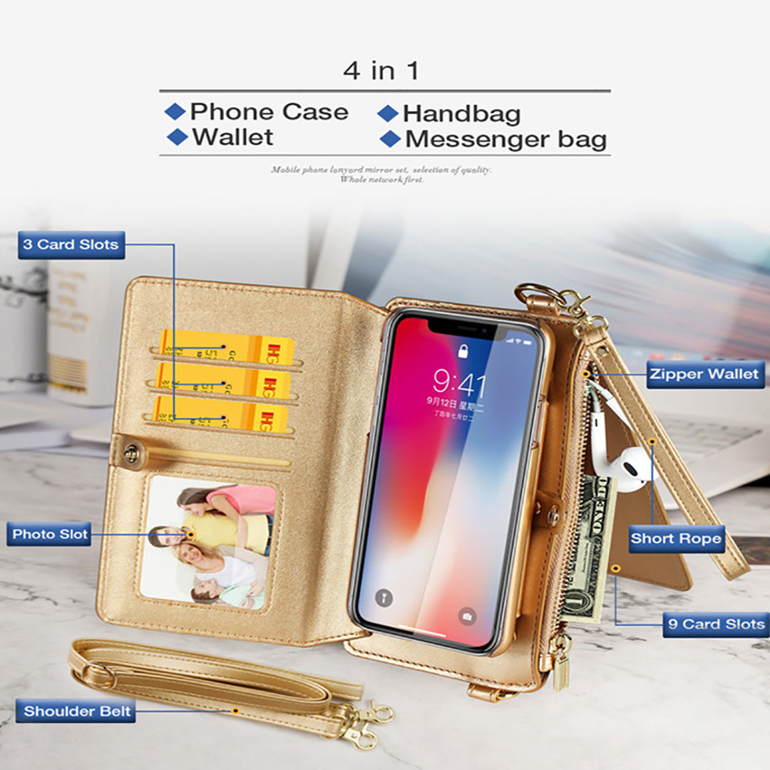 Multicunctional Solid Color Backpack & Wallet for iPhone 13 &12