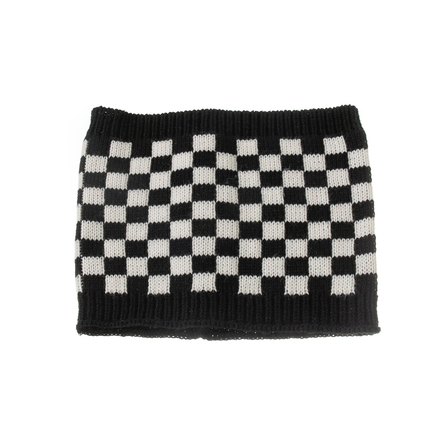 2PCS Parent-child Plaid Knitted Hat Scarf Set