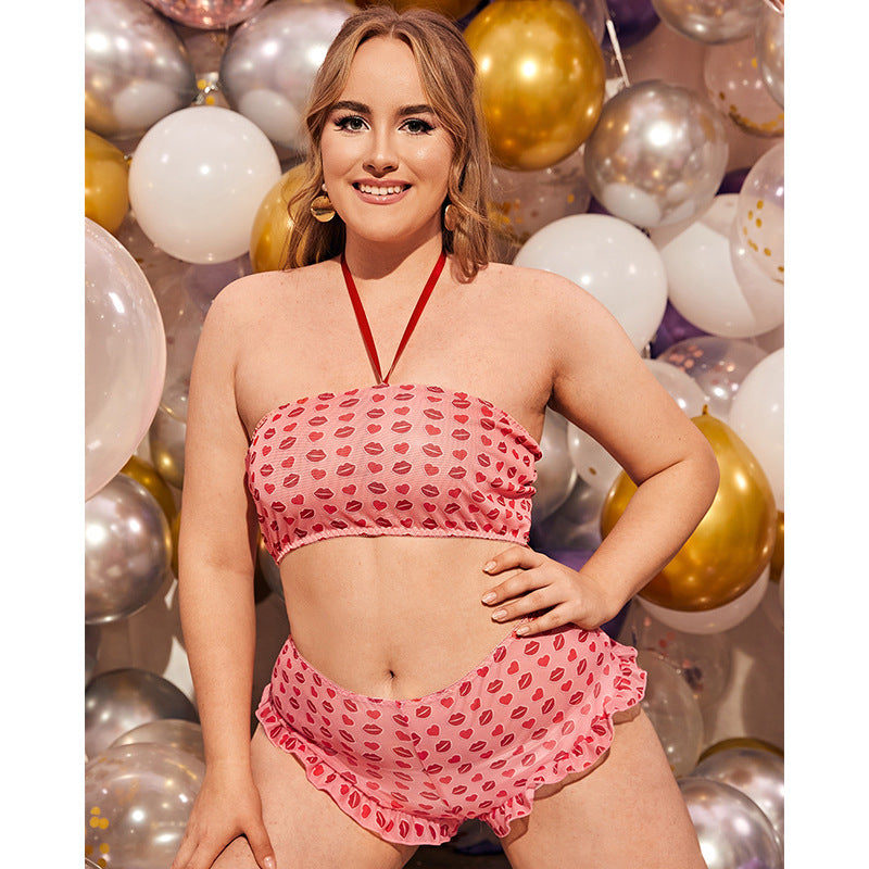 Polka Dot Split Erotic Lingerie Suit