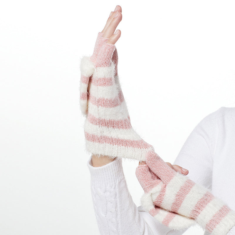 Knit Clamshell Half Finger Warm Gloves