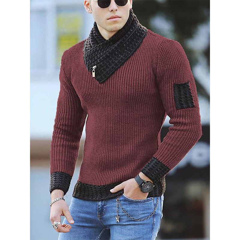 Casual Knitted Pullover Scarf Neck Sweater