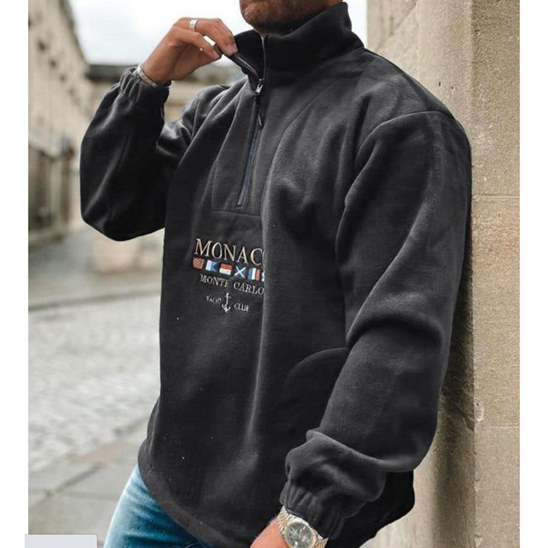 Casual Letter Embroidery Men Sweater