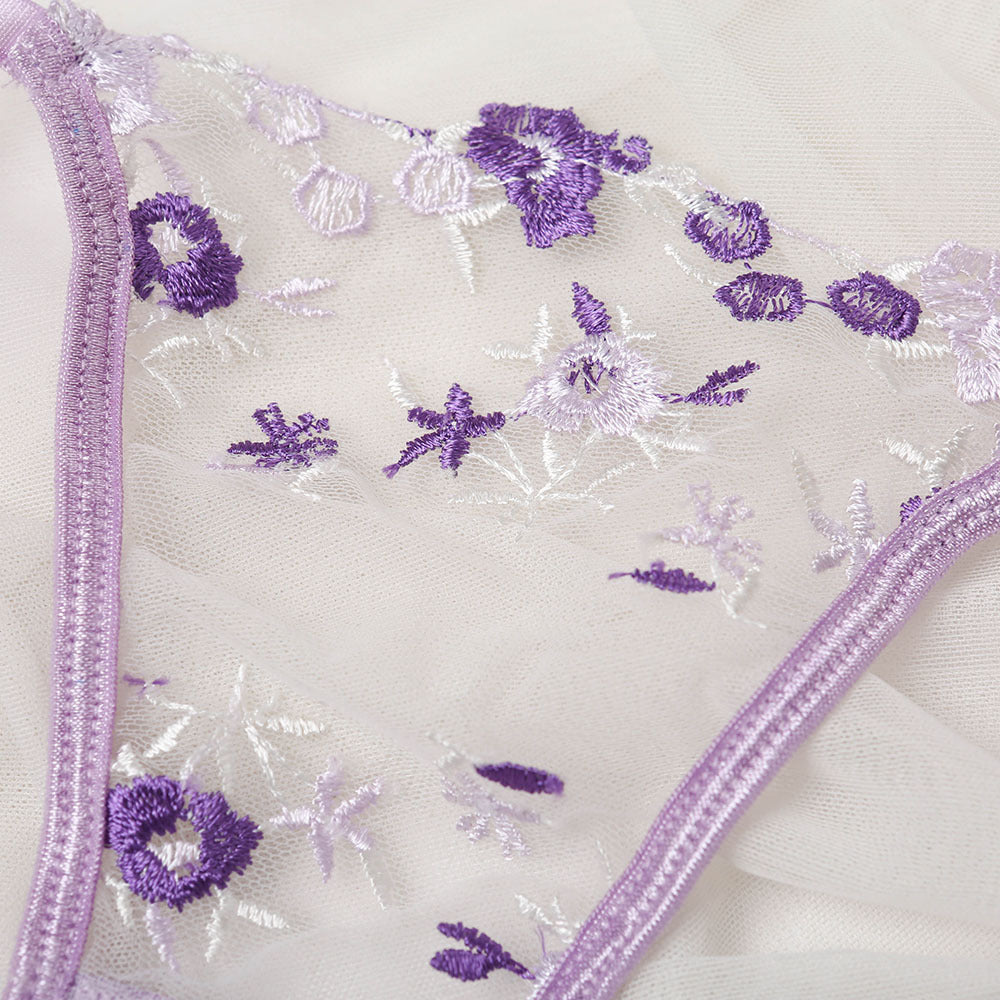 French Three-Dimensional Embroidery Sexy Lace Lingerie Set