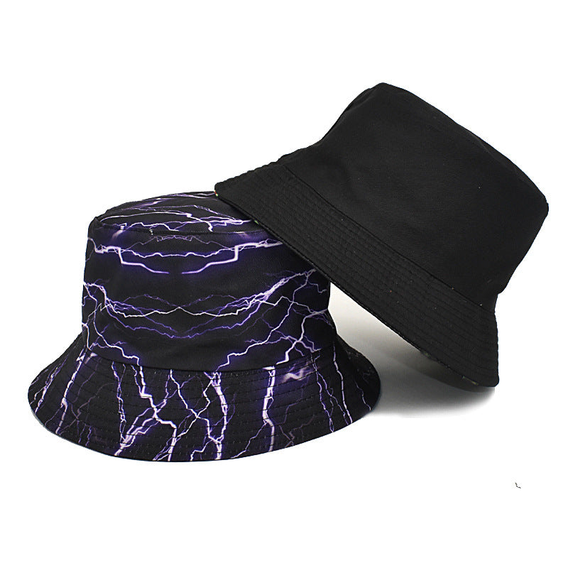 Lightning Print Fisherman Hat On Both Sides