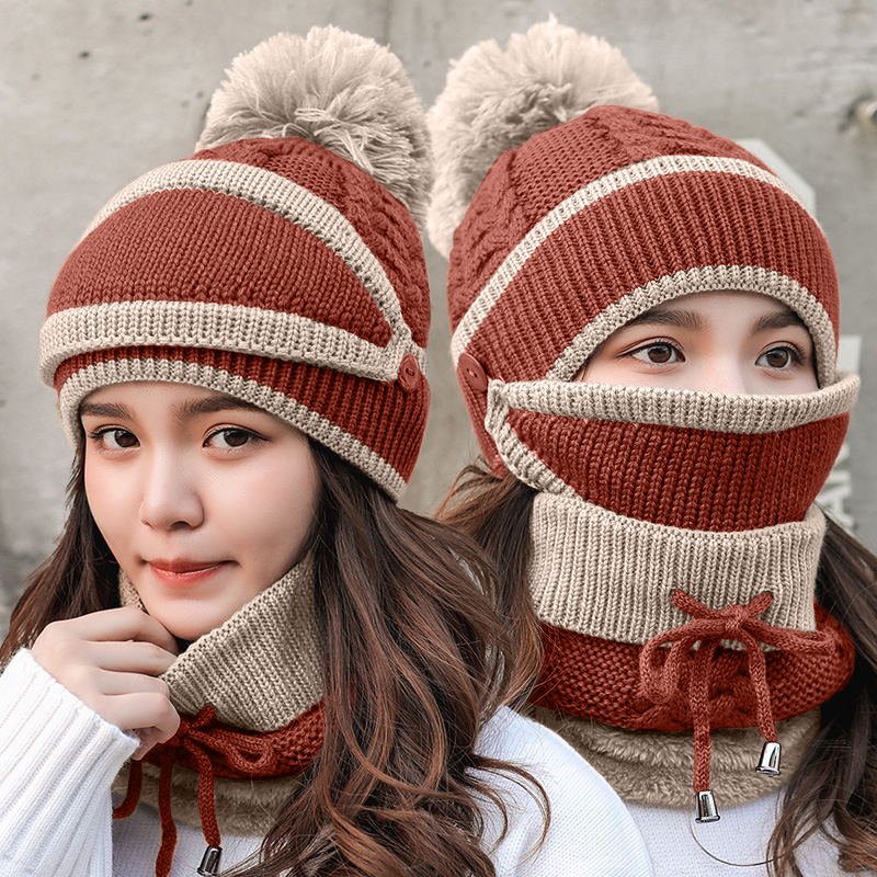 Hat+Mask+Scarf+Gloves 4-In-1 Knitted Set