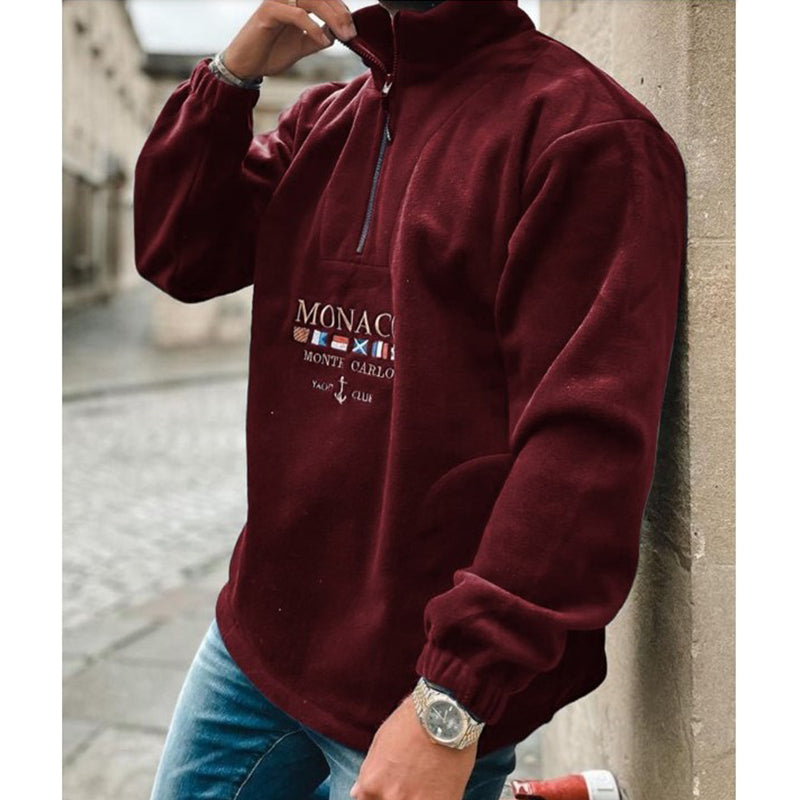 Casual Letter Embroidery Men Sweater