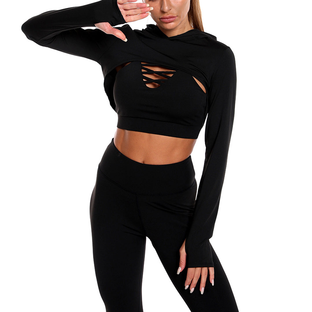 Quick-Drying Peach Hip Yoga Pants Hooded Yoga Jacket For Fitness