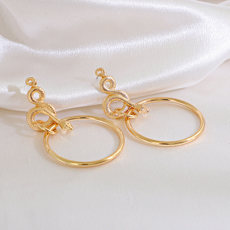 Vintage Circle Snake Earrings