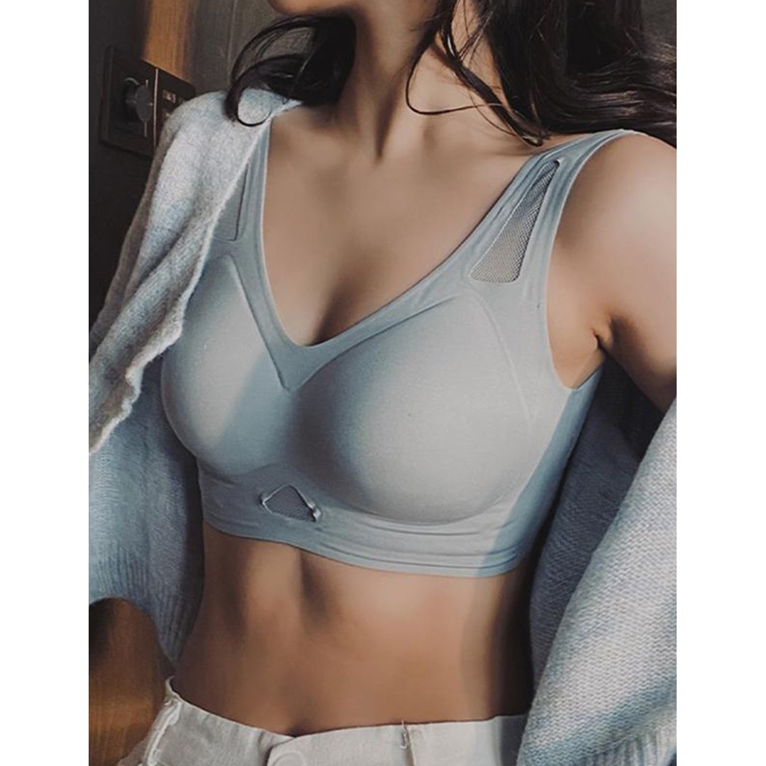 Mesh Design Seamless Bra Without Clasp