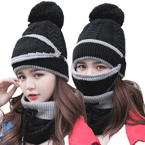 Hat+Mask+Scarf+Gloves 4-In-1 Knitted Set