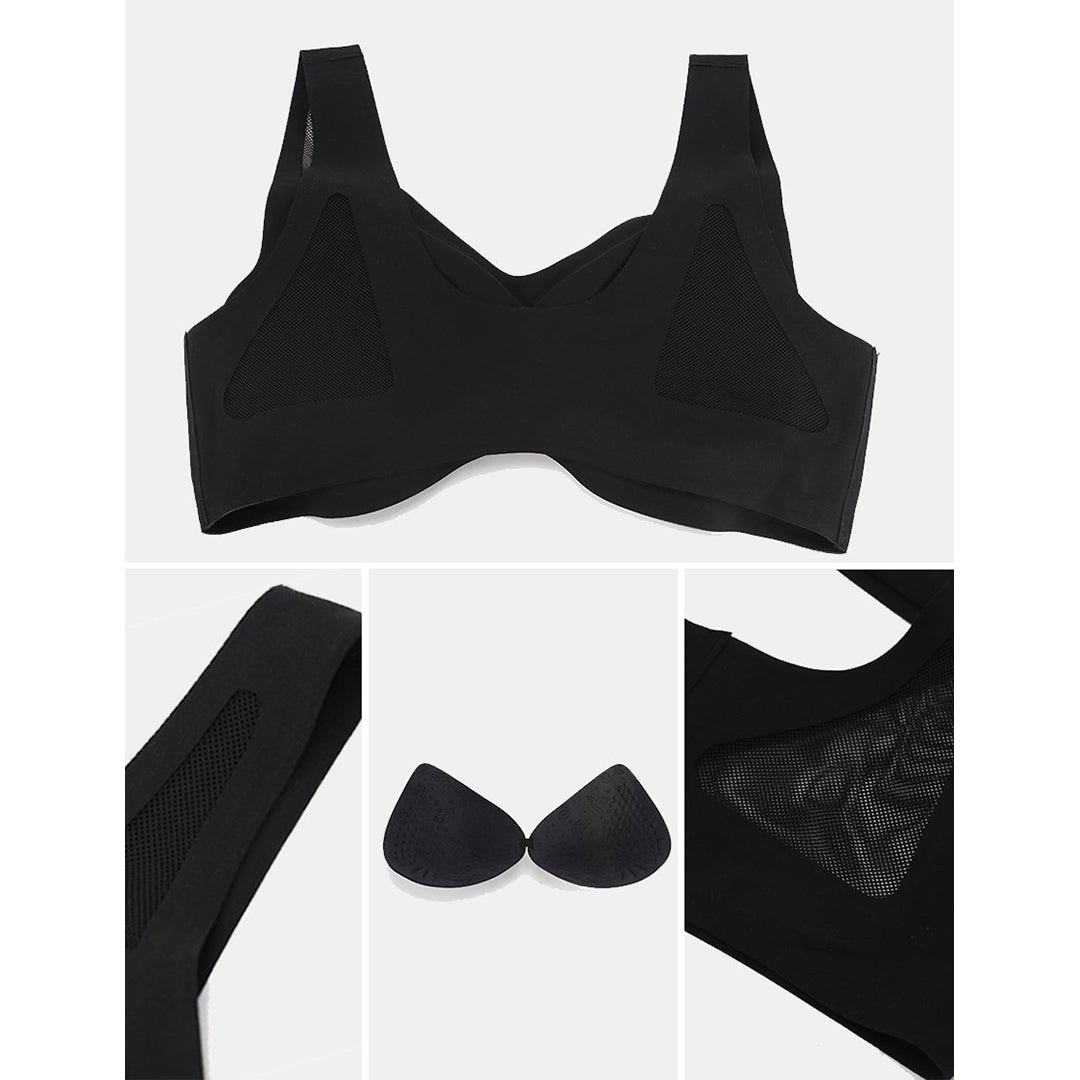 Mesh Design Seamless Bra Without Clasp