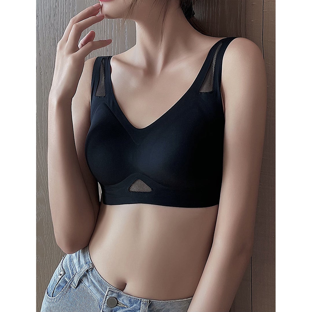 Mesh Design Seamless Bra Without Clasp