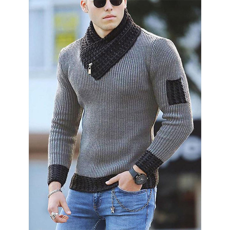 Casual Knitted Pullover Scarf Neck Sweater