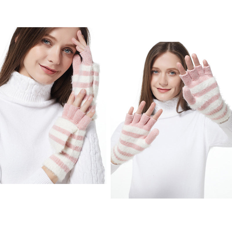 Knit Clamshell Half Finger Warm Gloves