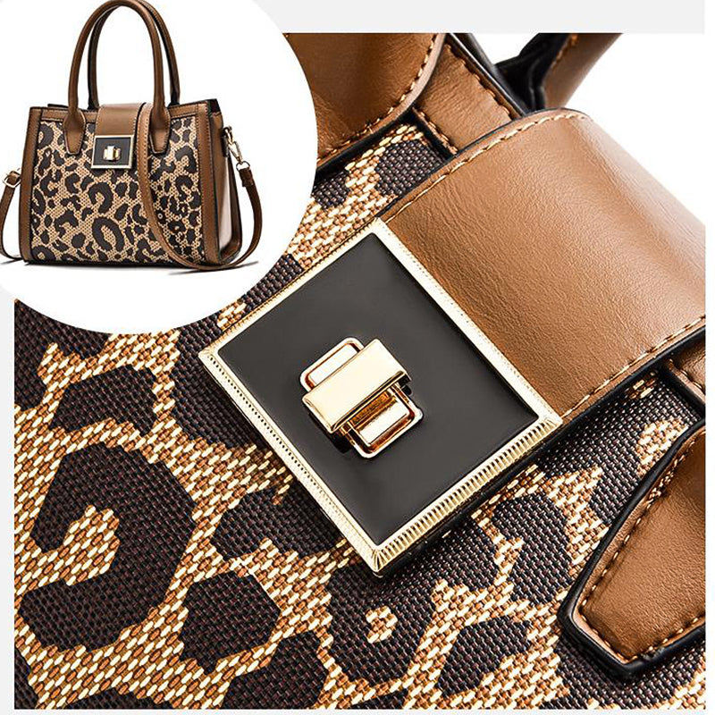 Leopard Retro Handbag Shoulder Square Bag Multi-pockets For Commute and Daily