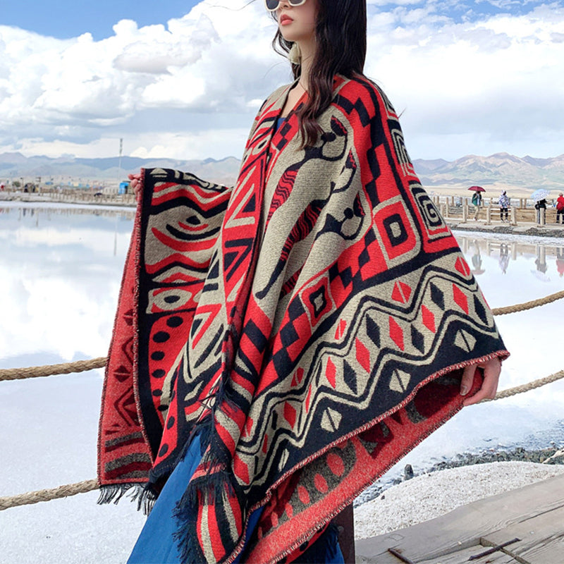 Women Warm Bohemian Scarf Cardigan Shawl For Travel and Office