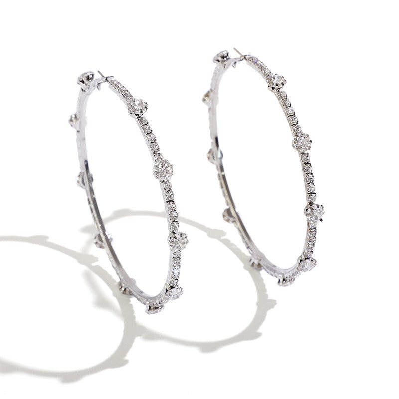 Minimalist Circle Metal Rhinestone Earrings