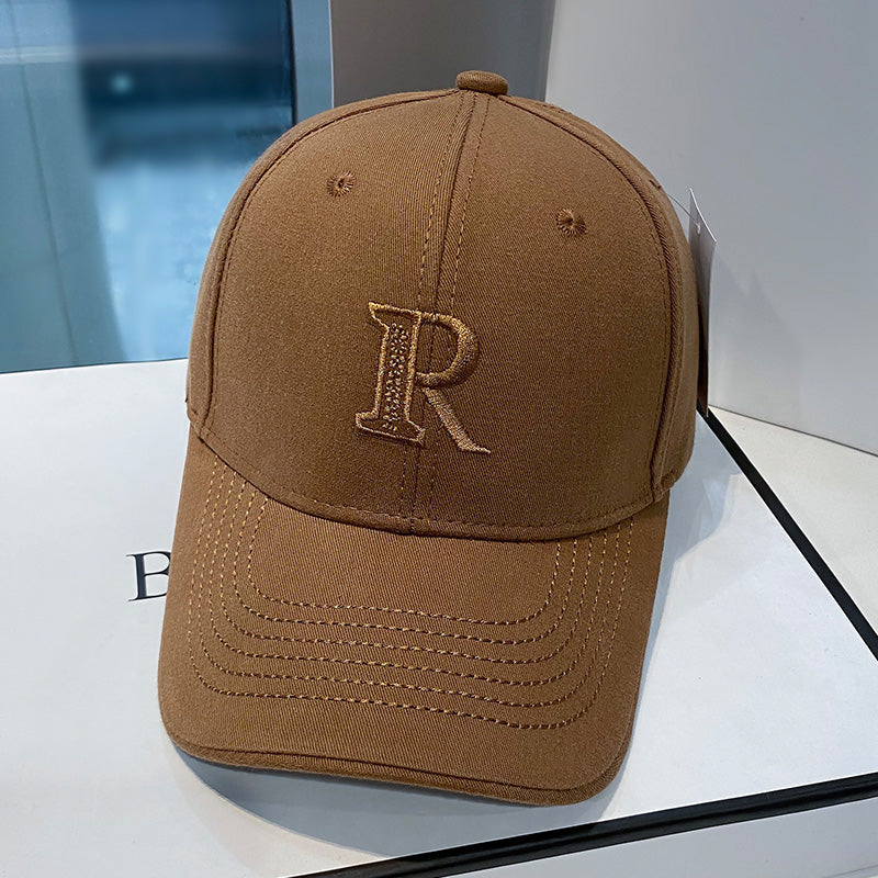 R-letter Embroidered Baseball Cap With Curved Brim