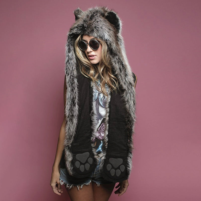 Winter Imitation Fur Hat Cartoon animal Hat Scarf Gloves 3in1