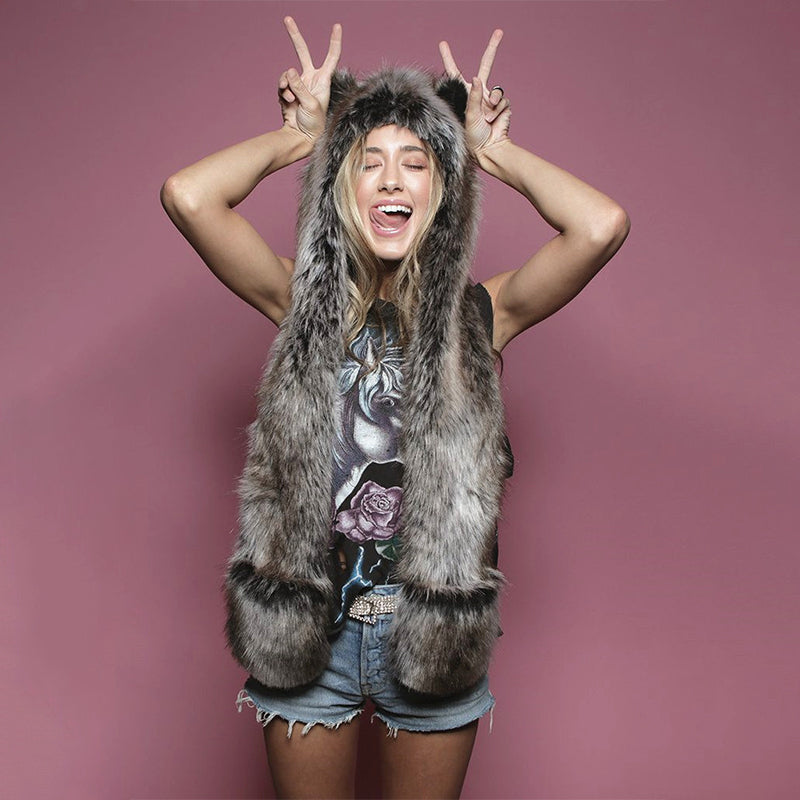 Winter Imitation Fur Hat Cartoon animal Hat Scarf Gloves 3in1