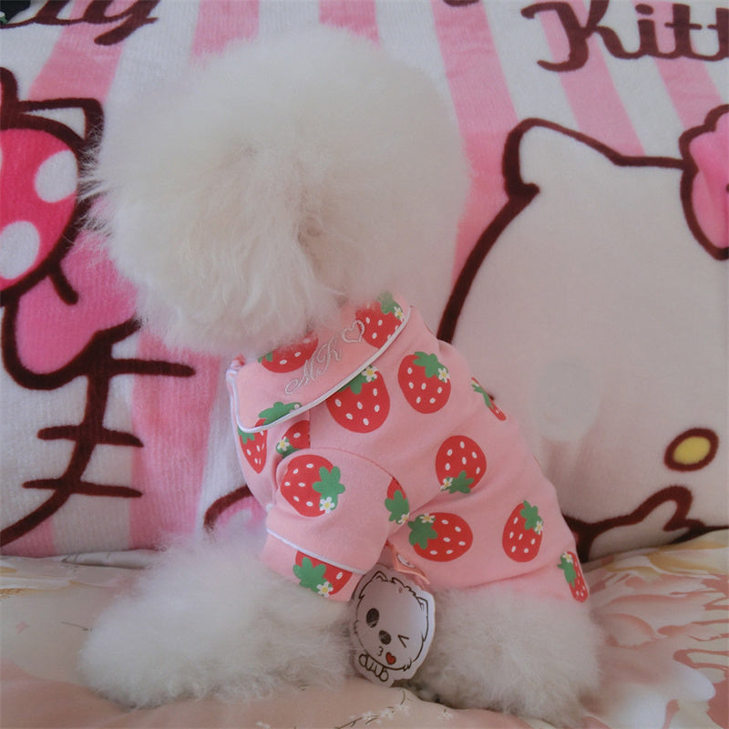 Cartoon Strawberry Chicken Four Seasons Pet Pajamas