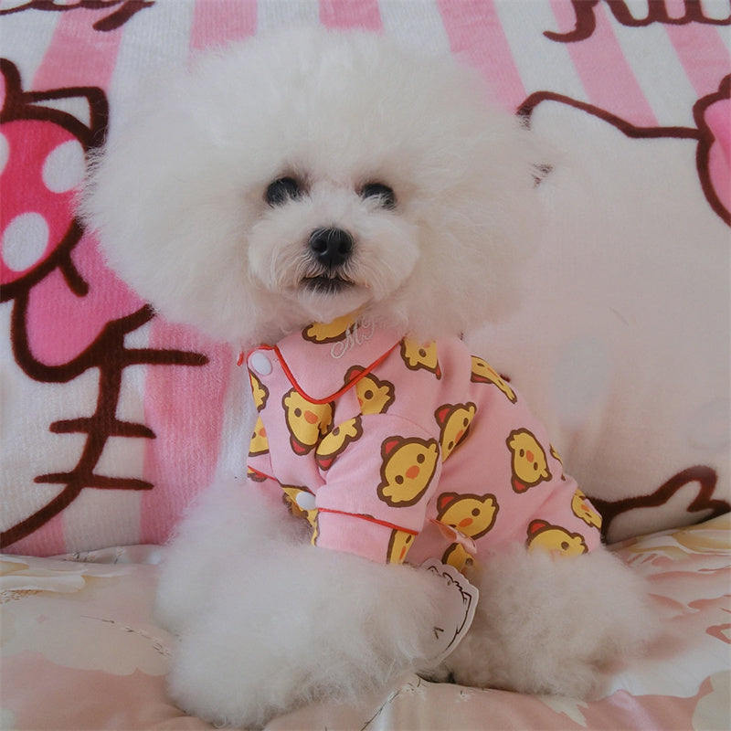 Cartoon Strawberry Chicken Four Seasons Pet Pajamas