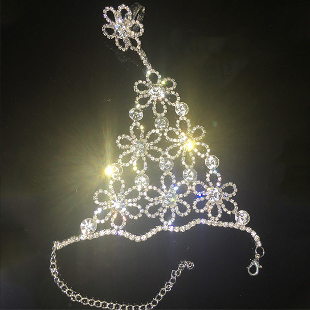 Ziibras™ Flower-shape Rhinestone Bracelet WIth Ring