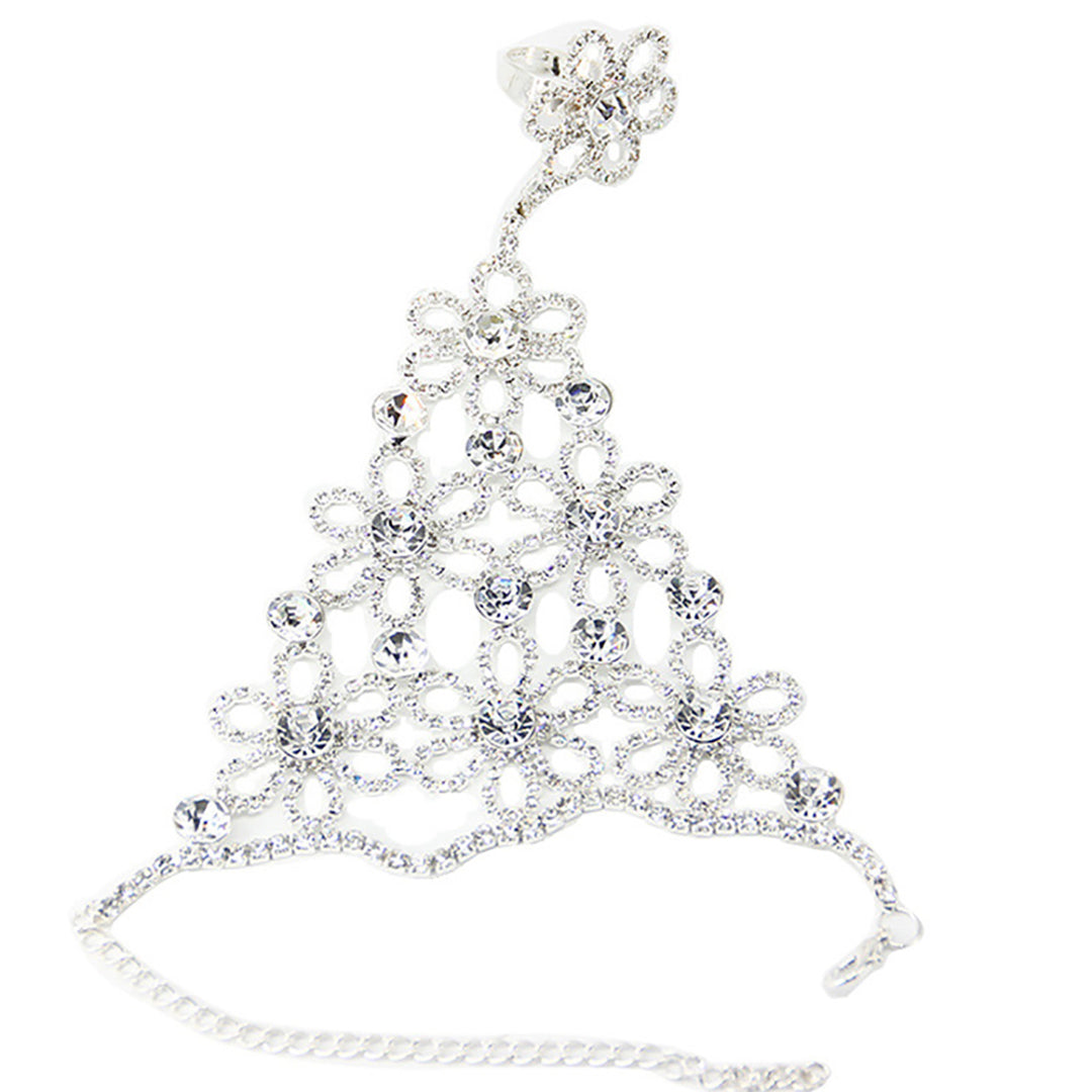Ziibras™ Flower-shape Rhinestone Bracelet WIth Ring
