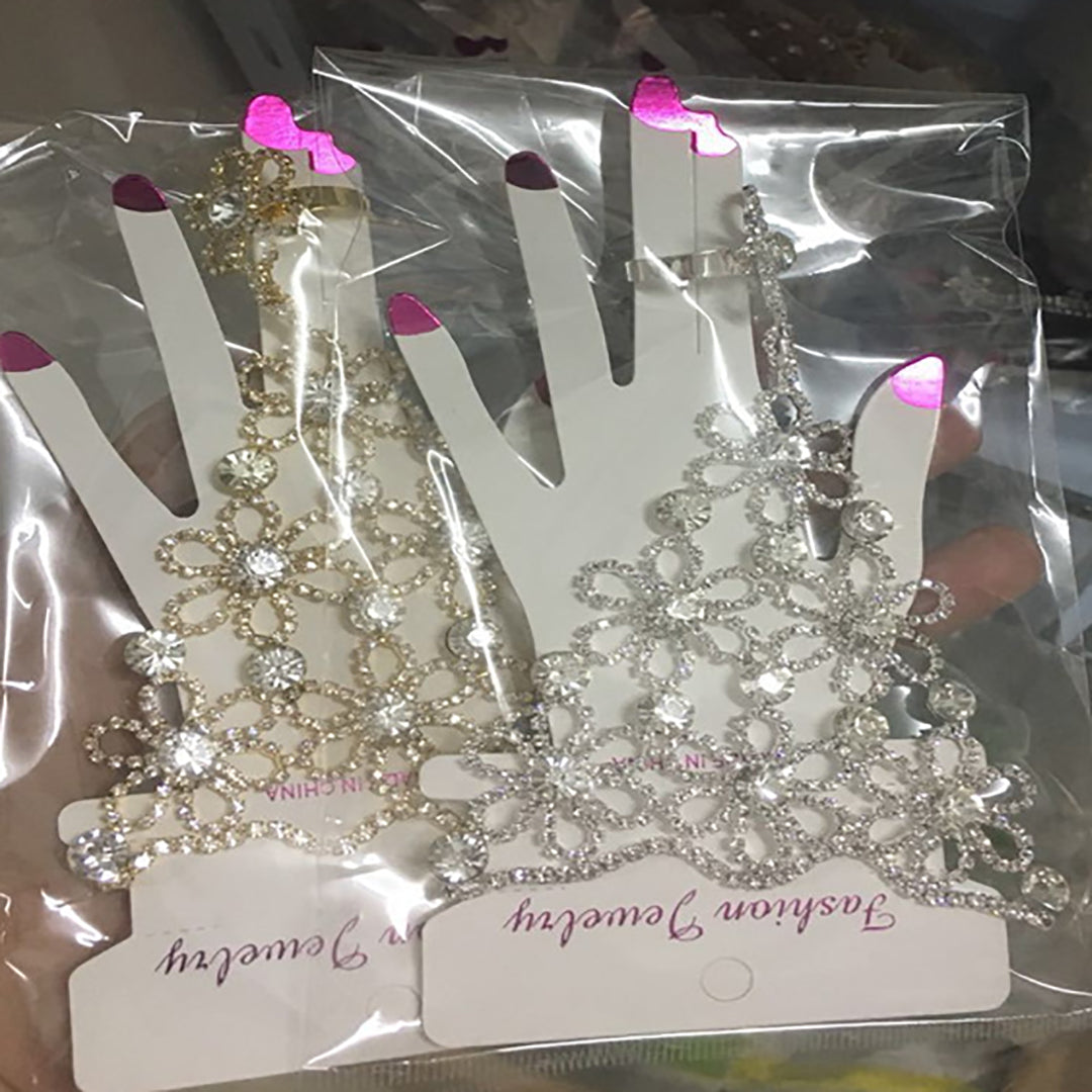 Ziibras™ Flower-shape Rhinestone Bracelet WIth Ring
