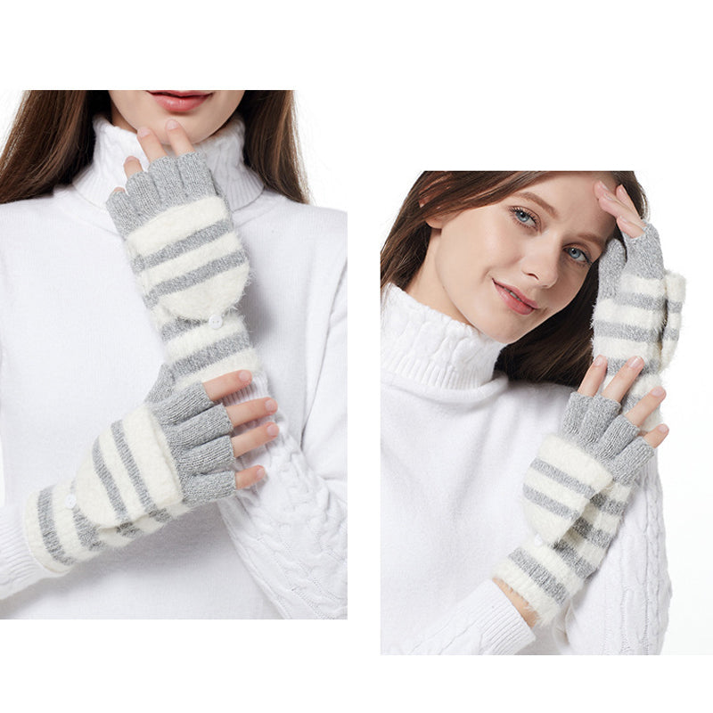 Knit Clamshell Half Finger Warm Gloves