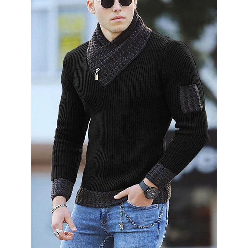 Casual Knitted Pullover Scarf Neck Sweater