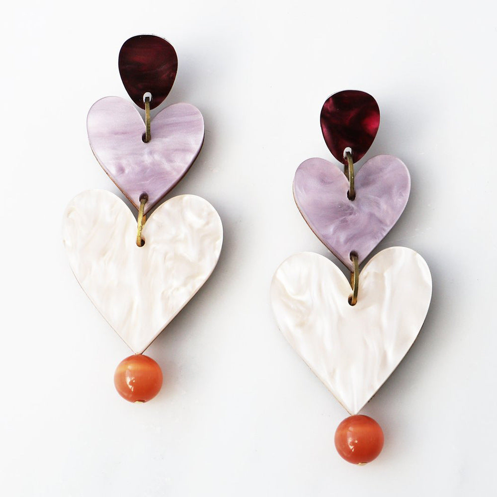 Vintage Acrylic Heart Earrings
