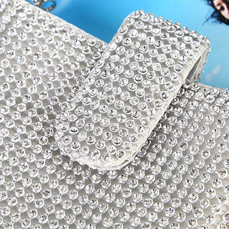 Vertical Metal Chain Rhinestone Shoulder Bag