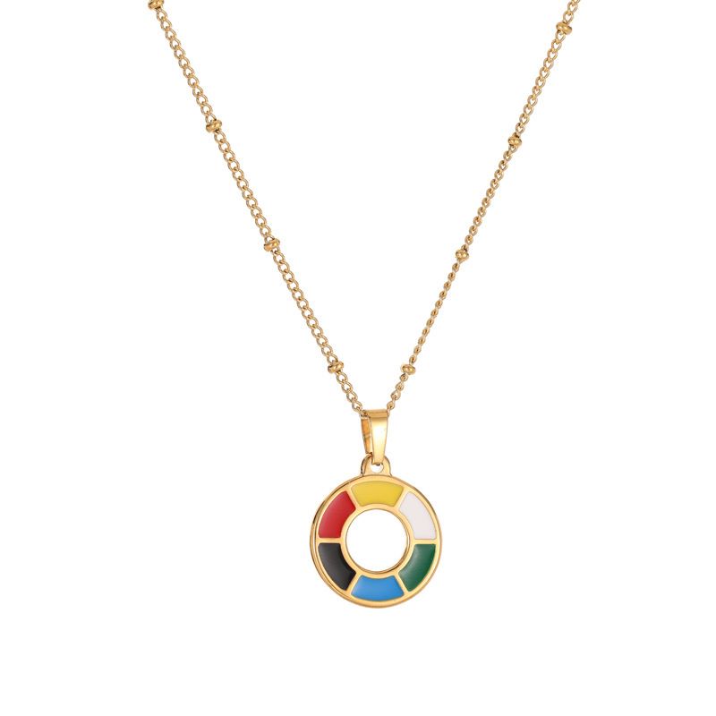 Creative Color Palette Clavicle Pendant in 18K Gold