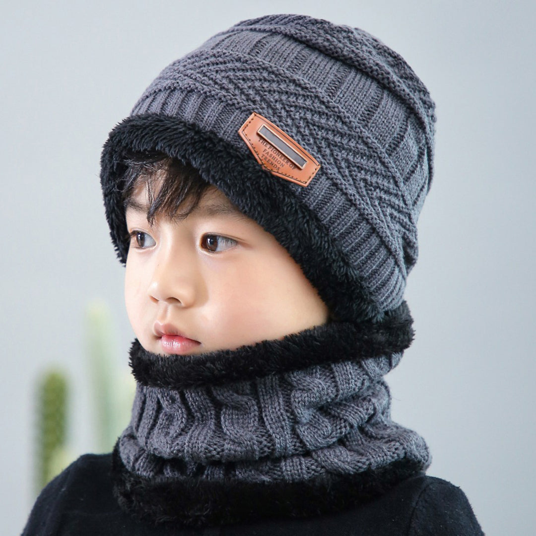 Parent-child Warm Knitted Hat & Scarf 2 PCS