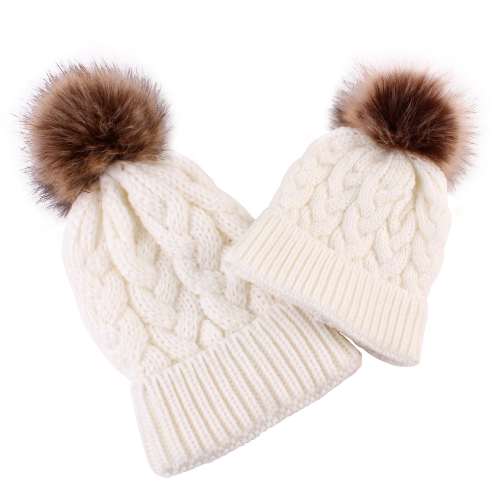 2PCS Winter Parent-Child Thick Wool Knitted Hat